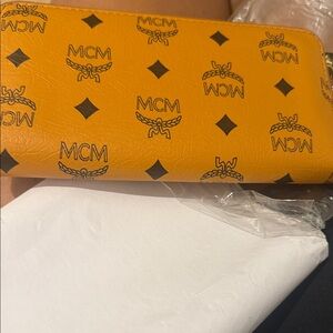 MCM Bright Orange Logo Wallet